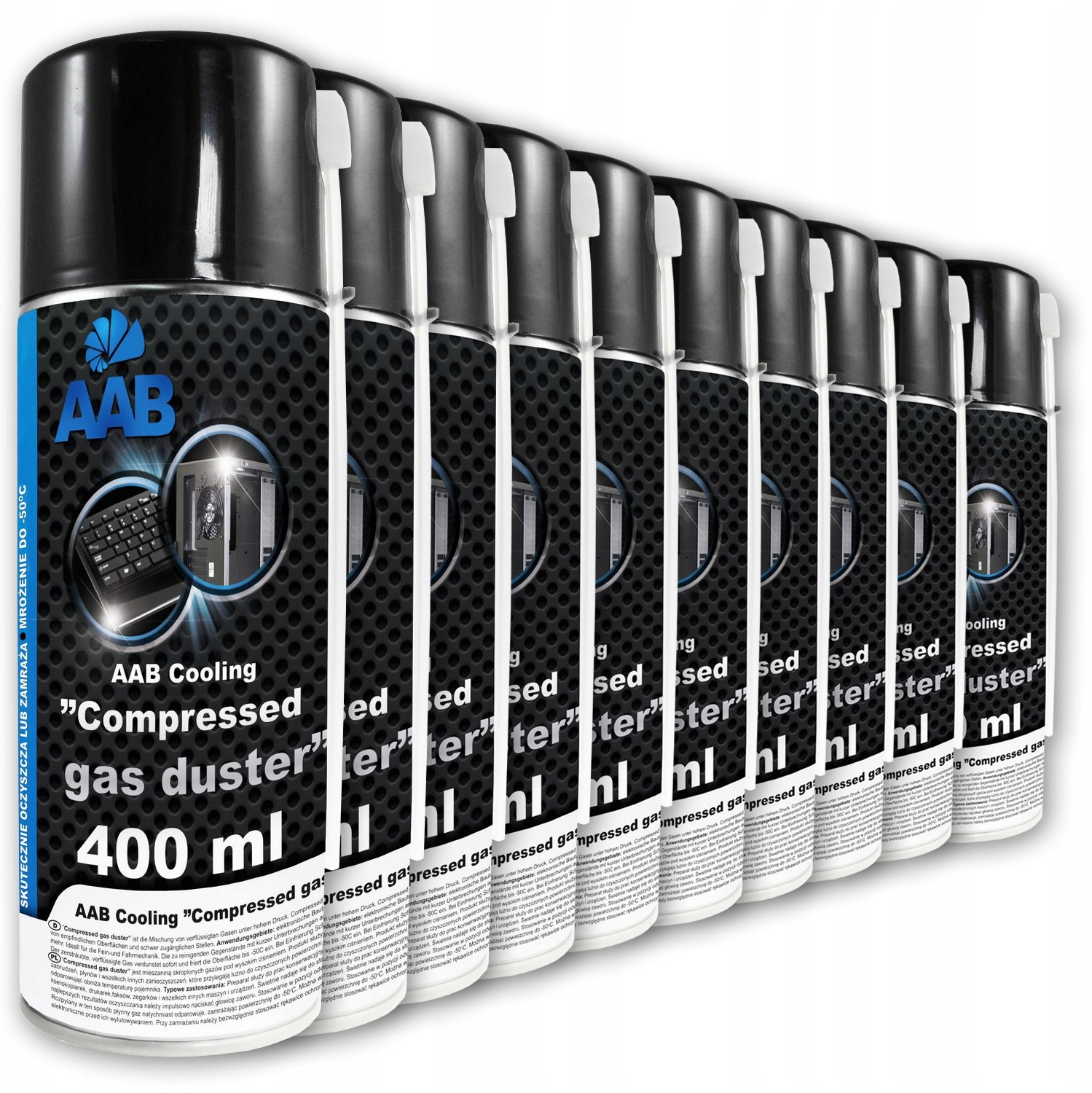 10x Aab Cooling Sprężone Powietrze 400ml+ 20xRURKA