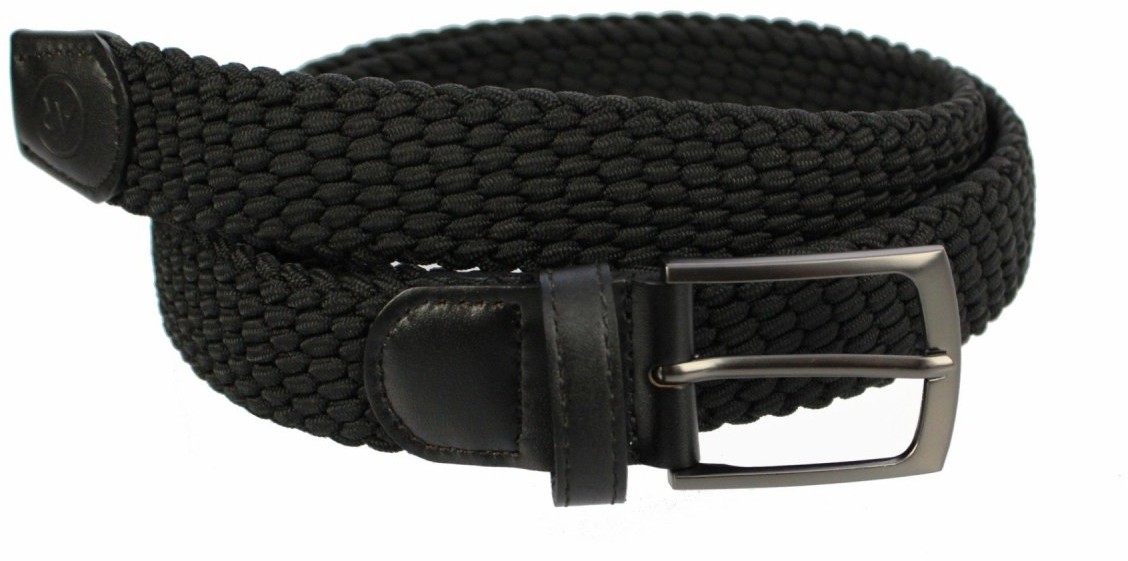 Arucce (PL) Pasek Gumowa Plecionka Arucce (PL) Super Rozciągliwy 35 mm Klamra Tradycyjna Szeroki Zakres Zapinania CZARNY