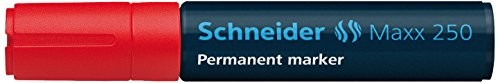 Schneider piśmiennicze Permanent Marker Maxx 250, 2 + 7 MM, niebieski, wielokrotnego napełniania, 1er Blister, czerwony 125002