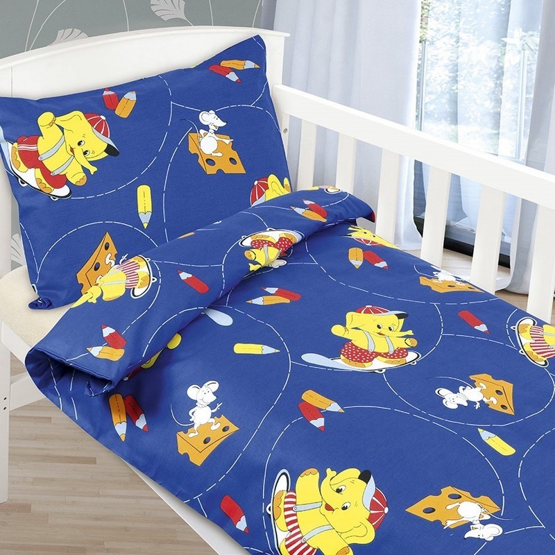 Bellatex Dziecięca pościel bawełniana do łóżeczka Agata  Słonik, 90 x 135 cm, 45 x 60 cm