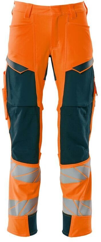 Mascot Workwear ACCELERATE SAFE SPODNIE Z KIESZENIAMI NA KOLANACH; POMARAŃCZ HI-VIS/CIEMNA PETROLOWY (82C64)