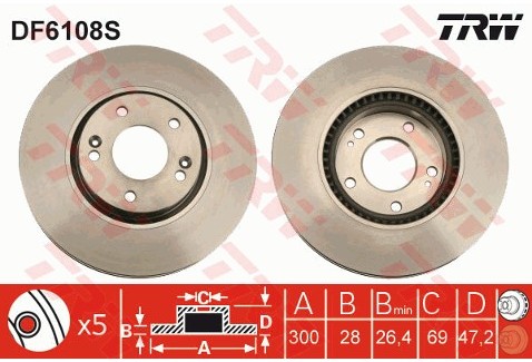 TRW Tarcza hamulcowa DF6108S