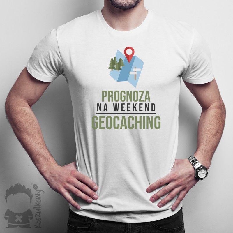 Prognoza na weekend: geocaching - damska lub męska koszulka z nadrukiem