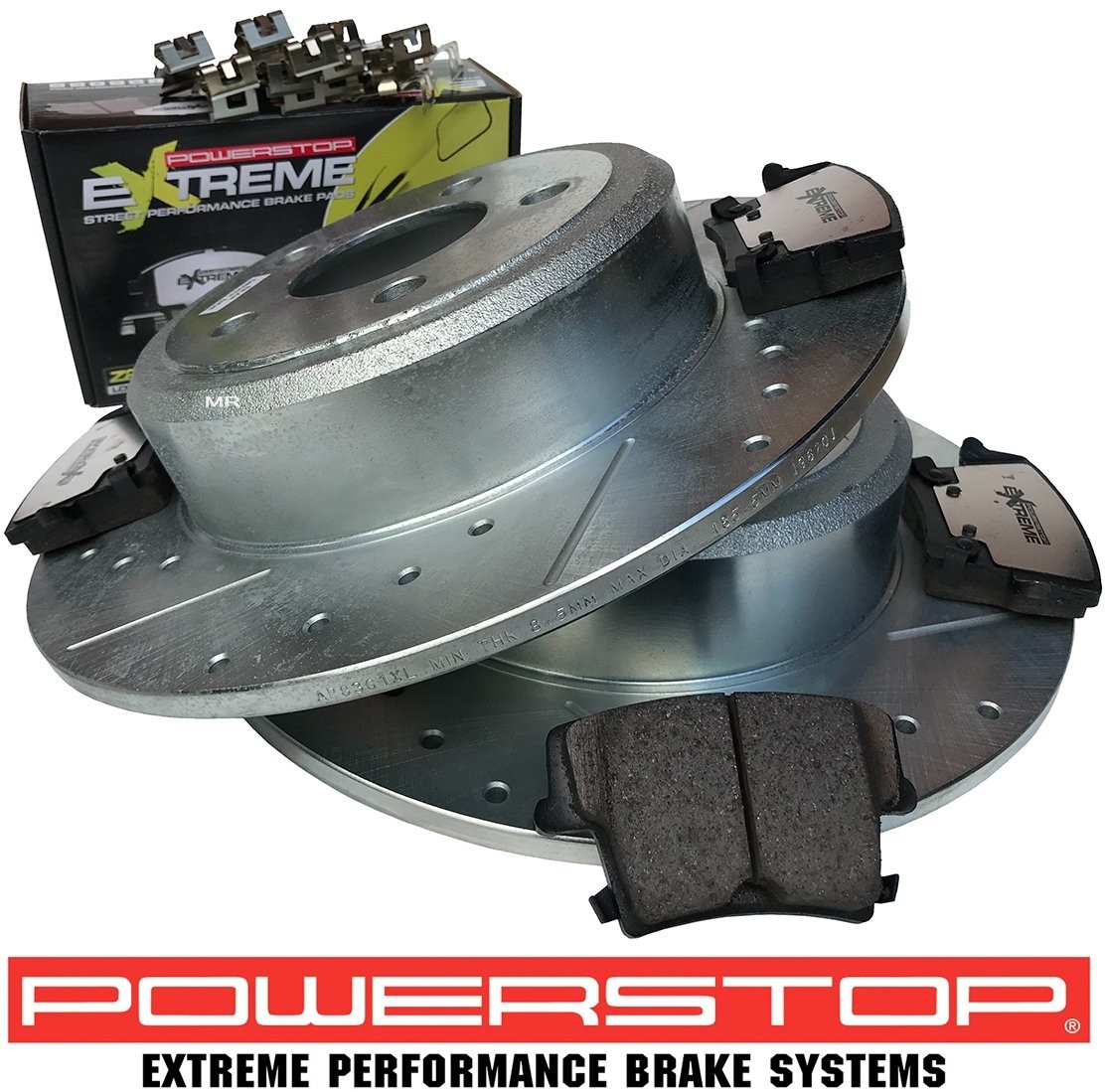 POWERSTOP Tylne klocki Z26 + WIERCONE NACINANE NIE wentylowane tarcze hamulcowe POWERSTOP Lancia Thema AR8361+Z26-1057