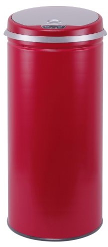 KITCHEN MOVE Kitchen Move automatyczny kosz na śmieci z czujnikiem ruchu, stal nierdzewna, 42 litrów, średnica 30 cm, wysokość 74 cm, z pokrywką BAT-42LI RED SS