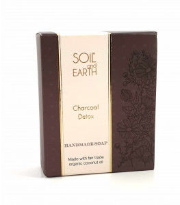 Soiland Earth Ręcznie robione w Indiach mydło CHARCOAL DETOX 100% VEGAN 125g Soil&Earth - oczyszczające z węglem