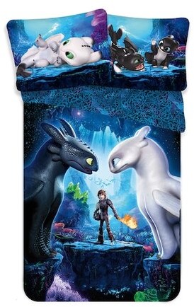 Dziecięca pościel bawełniana Jak wytresować smoka 3, 140 x 200 cm, 70 x 90 cm