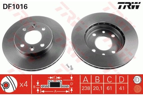 TRW Tarcza hamulcowa DF1016