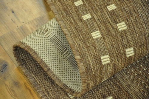 DYWAN SZNURKOWY NATURA 140x200cm KRATKA BRĄZ/KREM