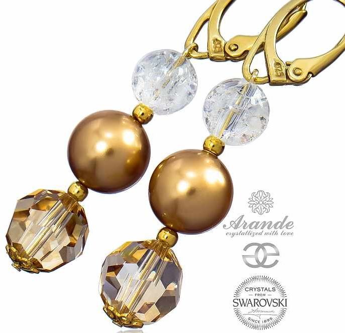 Swarovski Piękne Kolczyki CRYSTAL WHITE GOLD ZŁOTE SREBRO