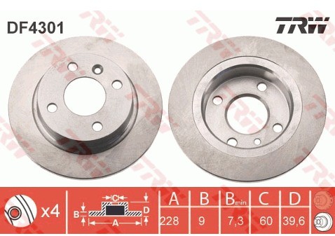 TRW Tarcza hamulcowa DF4301