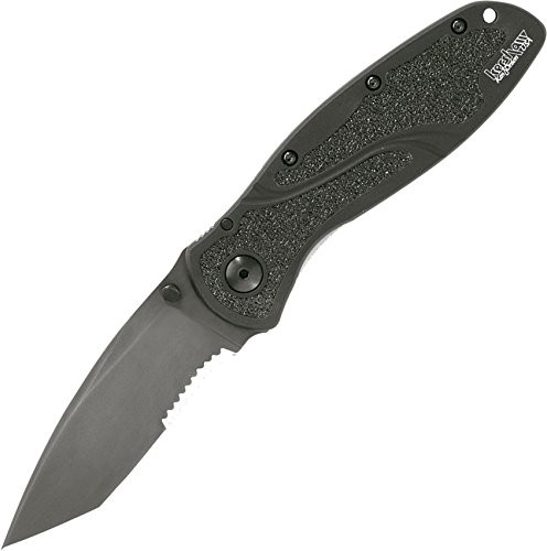 Kershaw K.O. Tactical Blur, Black Handle, Black Tanto Blade, comboed KS1670TBST-BRK