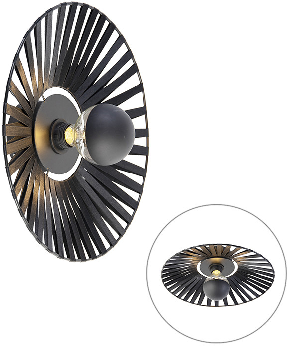 QAZQA Wiejska lampa ścienna czarna 40 cm - Leia