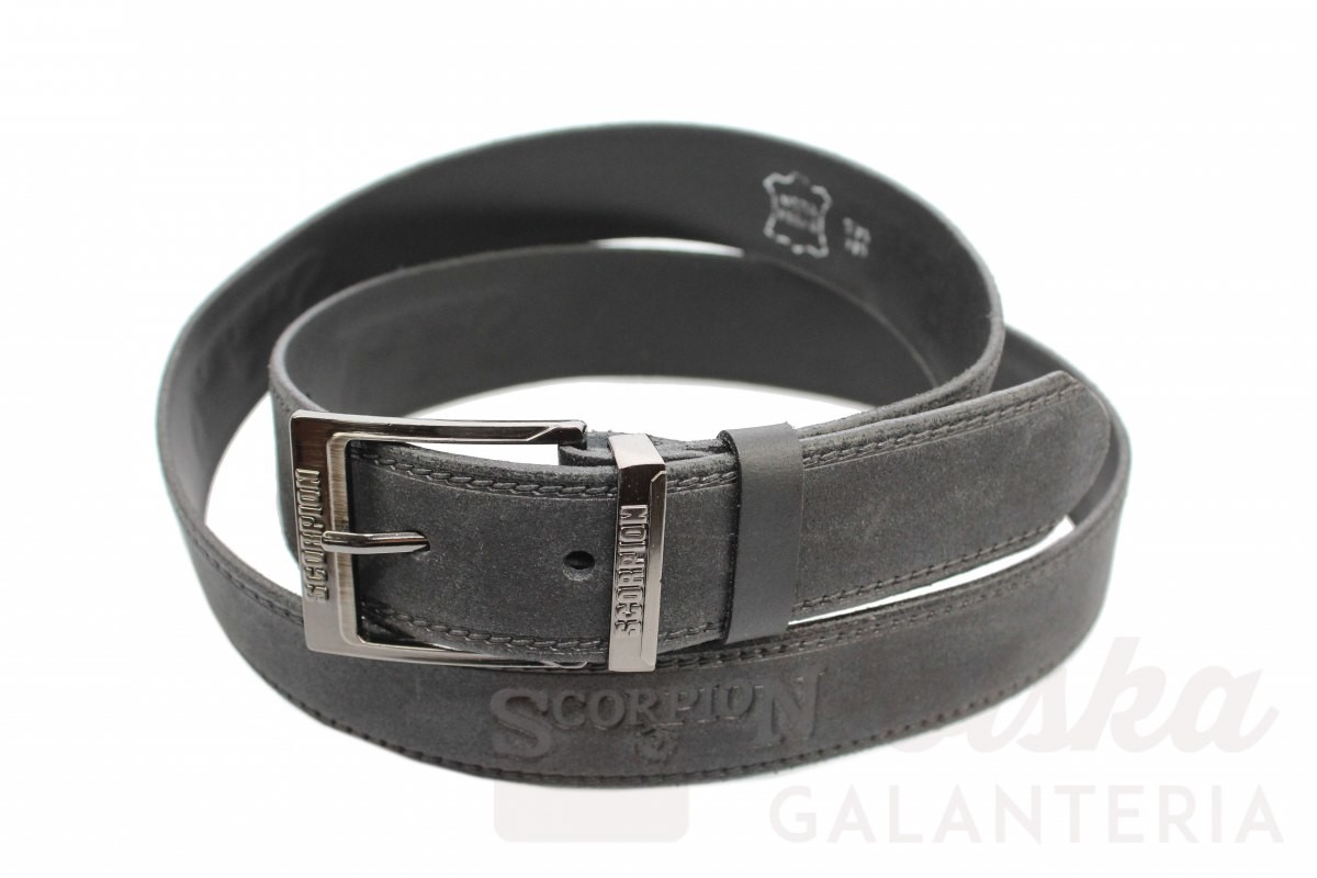 Scorpion TRK (PL) Pasek Skórzany TRK (PL) Tłoczony Napis Skóra Naturalna Zamszowa 40 mm GRANATOWY
