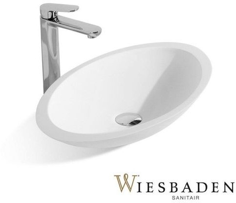 Wiesbaden Umywalka nablatowa 59x35 cm KIM Solid Surface, biała 36.4041