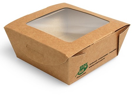 PAPSTAR GmbH PAPSTAR Pojemnik sałatkowy papierowy z okienkiem z PLA 1000ml PURE (40 sztuk) (1 karton=4 opakowania)