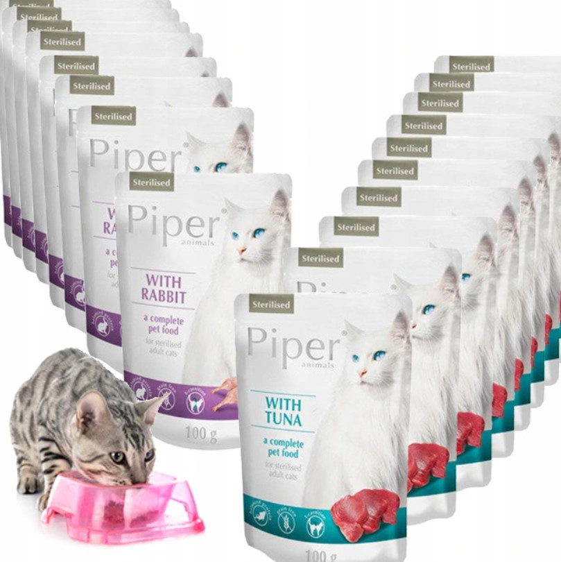Dolina Noteci PIPER) PIPER CAT Sterilised Królik Tuńczyk MIX SMAKÓW 20 x 100g ZEST-PIP-100-20-ST