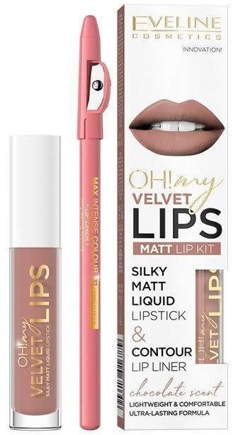 Eveline Cosmetics Oh My Lips Liquid Matt Lipstick&Contour Lip Liner 4,5ml+1szt. 11 Cookie Milkshake 93579-uniw