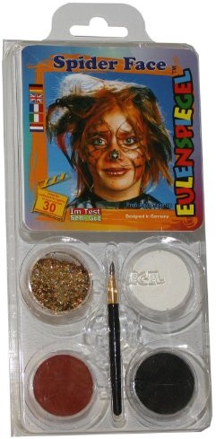 Eulenspiegel Profi-Schminkfarben GmbH Eulenspiegel 204290  lusterko kosmetyczne zestaw Spider Face, pędzle i instrukcją, 4 kolorów CC-EU-204290