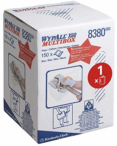 WYPALL WypAll * X60 chusteczek 8380  1 duża rolka z centralnym wyjęcie 150 niebieskich 1-warstwowych chusteczek 8380