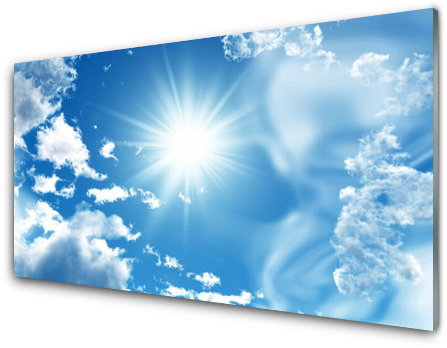 Tulup.pl Panel Szklany Słońce Chmury Niebo Błękit 100x50cm