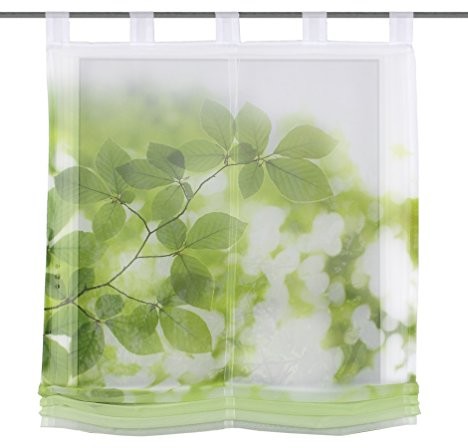 Home Fashion Home fashion 79912  768 roleta na szelkach druk cyfrowy z motywem liści, woal, 140x45 cm, zielony 79912-768 140x45cm