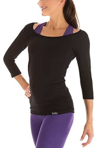 WINSHAPE Winshape Damska koszulka fitness Yoga Pilates z rękawami 3/4 WS4 czarny czarny M WS4-SCHWARZ_Schwarz_M