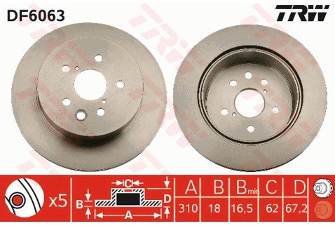 TRW Tarcza hamulcowa DF6063
