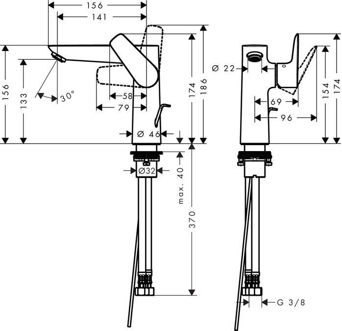 Hansgrohe Talis E Bateria umywalkowa czarny chrom szczotkowany 71754340