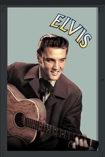 Empire , Elvis  plakat  Presley gitara elektryczna  rozmiar (cm), ok. 20 X 30  lustro lustro na ścianę z nadrukami z nadrukami z czarnego tworzywa sztucznego ramki o wyglądzie drewna 538369