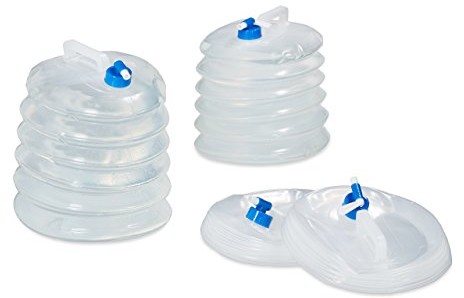 Relaxdays kanister na wodę, składany, zestaw-elementowy, owalne z półką na baterię, uchwyt, kanister Camping pudełko bez BPA, przystosowane do kontaktu z żywnością, przezroczysty, 15L 10020962_672