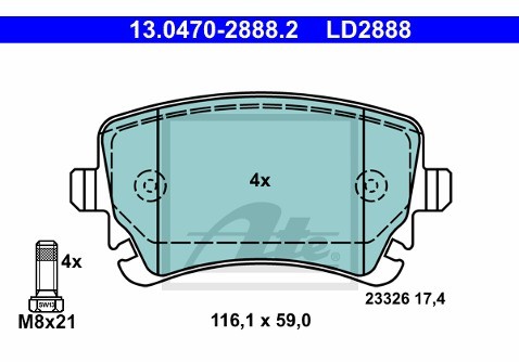 ATE Klocki hamulcowe - komplet 13.0470-2888.2