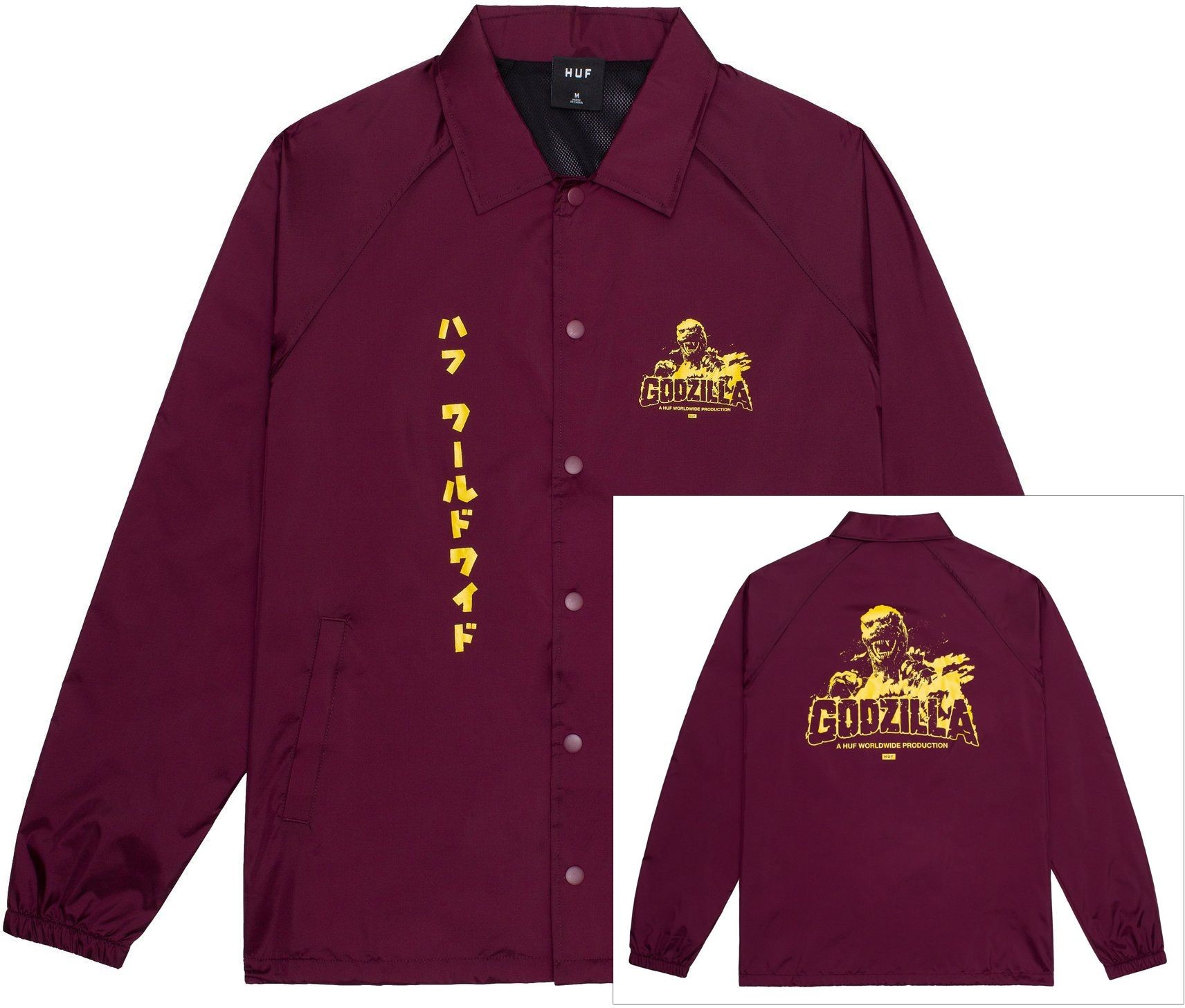 HUF kurtka męska GODZILLA) COACH JACKET Plum