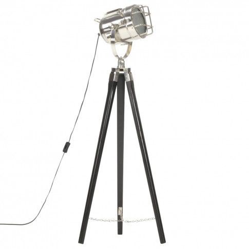 Czarna lampa stojąca retro drewniana EX191 C6-R26