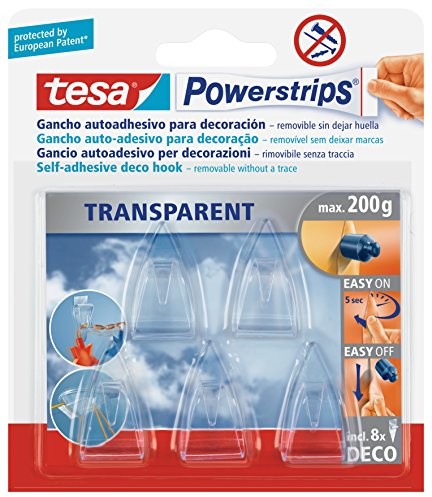 tesa TESA Powerstrips deco haki, przezroczysty, przy maks. 200 G, opakowanie z 5 haczykami, przezroczysty normalny 58900-00013-03