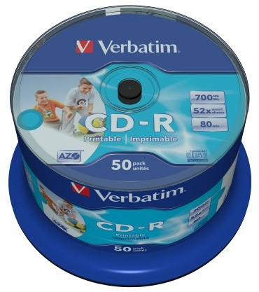 Verbatim CD-R 700 MB Printable Super AZO Wide, 50er Spindel 940470