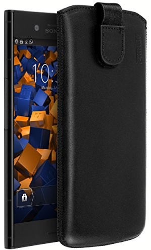 Mumbi etui skórzane kompatybilne z Sony Xperia XZ1, skórzane etui Case Wallet, czarne Sony Xperia XZ1