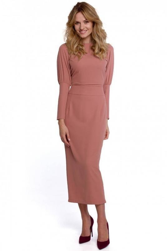 SukienkiShop Elegancka ołówkowa sukienka 7/8 z odkrytymi plecami - SukienkiShop