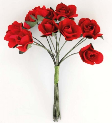 ARGO Kwiaty papierowe bukiecik RÓŻE 12szt. czerwone