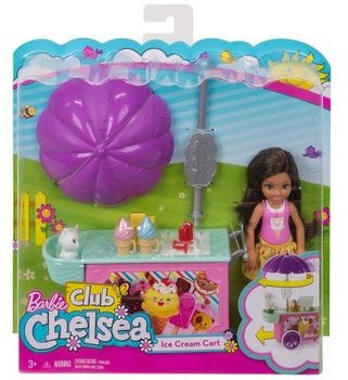 Mattel Lalka Barbie Chelsea wózek z lodami