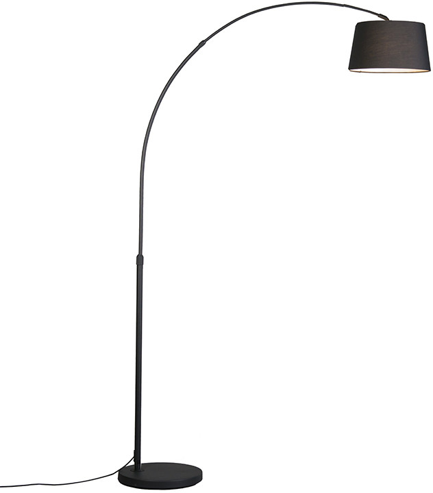 QAZQA Nowoczesna lampa łuk czarna klosz czarny tkanina - Arc Basic