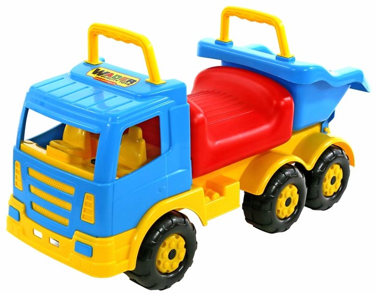 Wader Quality Toys Olbrzymia ciężarówka Jeździk pchacz Wywrotka do piasku 69 cm 6614