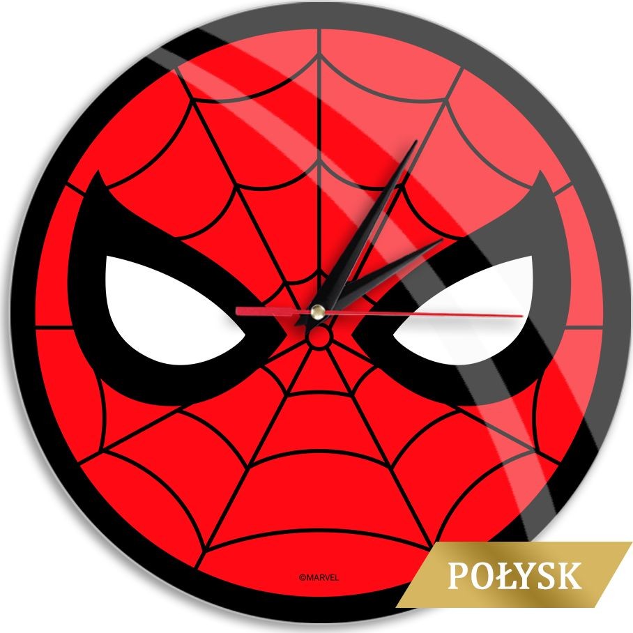 NoName Zegar ścienny z połyskiem Spider Man 002 Marvel Czerwony MWCSPIDERM022