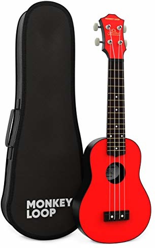 Monkey Loop Monkey Loop - Seria Gorilla - Ukelele Sopran - w zestawie etui - czerwone - z tworzywa sztucznego - wysokiej jakości struny - mechanika platformami i open - pokrywa Tilo - Most Black Walnut 10178026