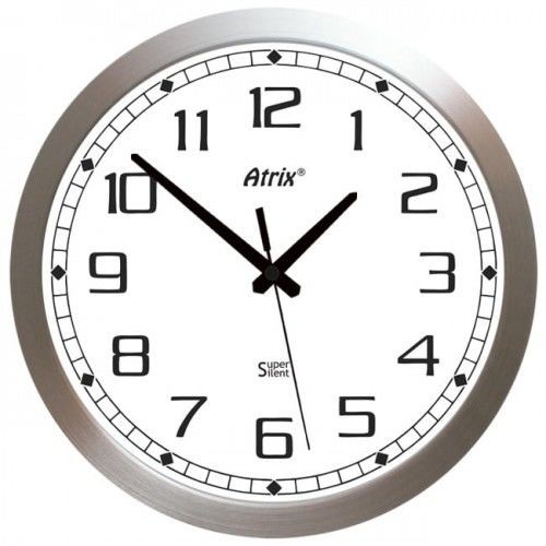 Atrix Duży zegar aluminiowy Super Cichy /40cm AL1602SS