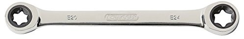 KS Tools 503.4355 Gear Plus TX-E podwójny klucz oczkowy z grzechotką, E14 X E18 503.4355