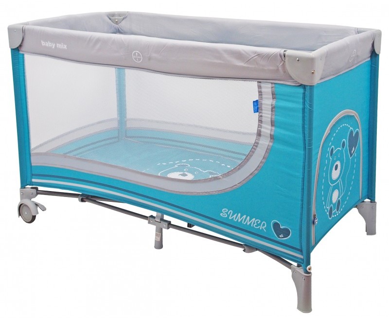 Baby Mix ŁÓŻECZKO PODRÓŻNE Miś HR-8052-194 BLUE 120/60 45356
