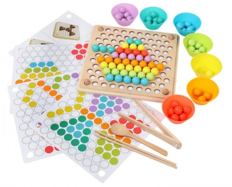 Układanka edukacyjna mozaika z kulek koralików montessori 77el. .. KX5675