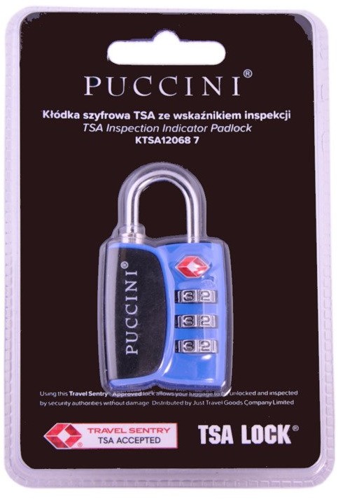Puccini Kłódka szyfrowa TSA ze wskaźnikiem inspekcji KTSA-12068 niebieska KTSA-12068 7