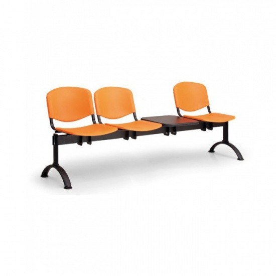 Euroseat Plastikowa ławka ISO, 3-siedziska + stolik, czarne nogi 300234